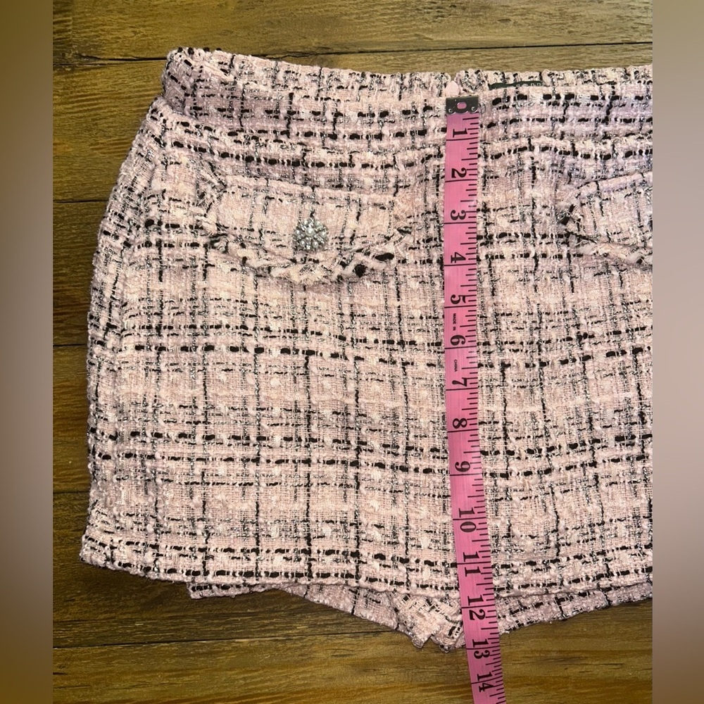 WILD FABLE Tweed Boucle Skort Mini Skirt pink black pattern Clueless Academia - Picture 14 of 15